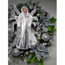 Christmas Holiday Wreath Winter Wreath Wall Door Decoration Silver  Angel Wreath