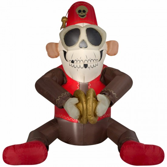 Halloween Inflatable Animated Cymbal Monkey Airblown Yard Decor 6 FT LED NEW