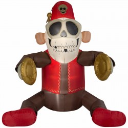 Halloween Inflatable Animated Cymbal Monkey Airblown Yard Decor 6 FT LED NEW