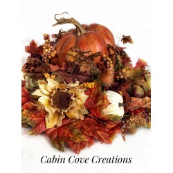 Thanksgiving Dining Centerpiece Rustic Pumpkin Floral Arrangement CUSTOM Design.