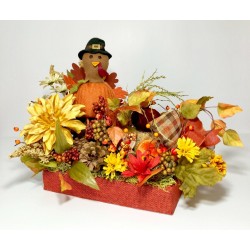 LARGE THANKSGIVING TURKEY CENTERPIECE FALL COLORS AUTUMN FLORAL ARRANGEMENT NEW