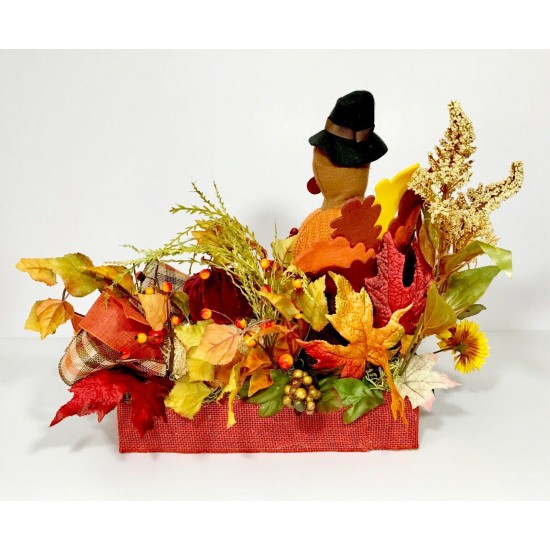 LARGE THANKSGIVING TURKEY CENTERPIECE FALL COLORS AUTUMN FLORAL ARRANGEMENT NEW