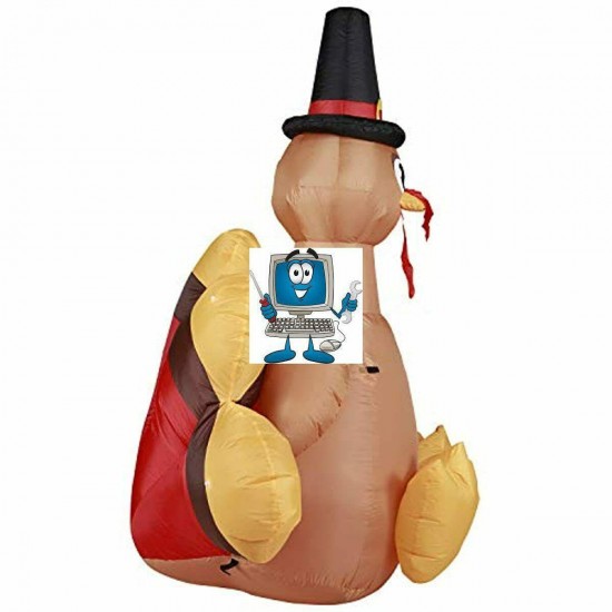 Holidayana Turkey with Pilgrim Hat Inflatable 6ft Thanksgiving Turkey with Pilgr