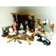 Vintage 1960's HOLLAND MOLD 26 Pc Glazed Christmas Nativity Set w/Wooden Stable