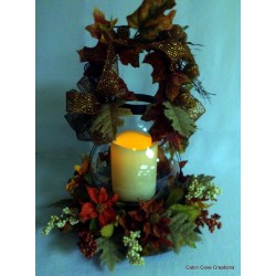 Fall Lantern Centerpiece Floral Arrangement W Flameless Candle Thanksgiving