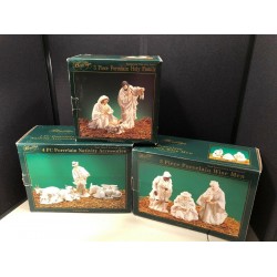 Rare WHITE & GOLD Heritage O’Well Oversized 10” Hand Painted Nativity 3 Sets