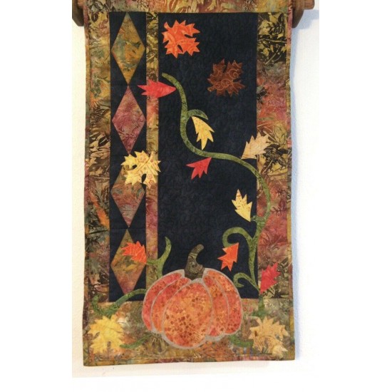 Fall Wall Hanging, Quilted Autumn Wall Decor, Falling Leaves/Pumpkin