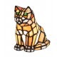 Green Eyed Orange Cat Stain Glass Accent Lamp 7