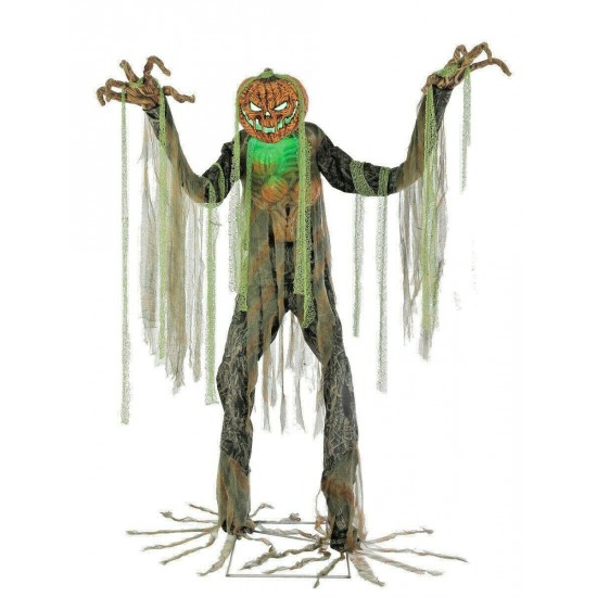 Huge 7-Ft ANIMATED ROOT OF EVIL Pumpkin Head Scarecrow Halloween Prop Decoration