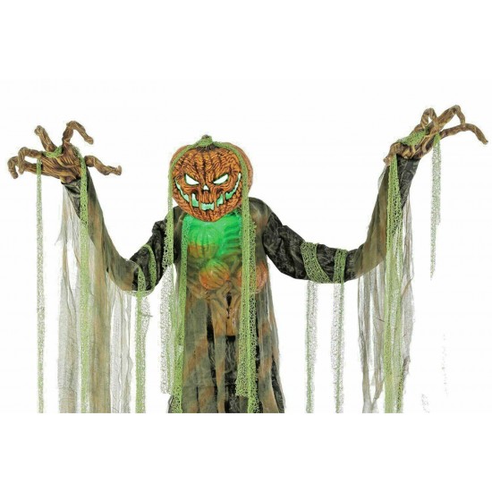 Huge 7-Ft ANIMATED ROOT OF EVIL Pumpkin Head Scarecrow Halloween Prop Decoration