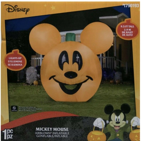 Gemmy Disney 9.5 FT Halloween Mickey Mouse Jack O Lantern Pumpkin Inflatable