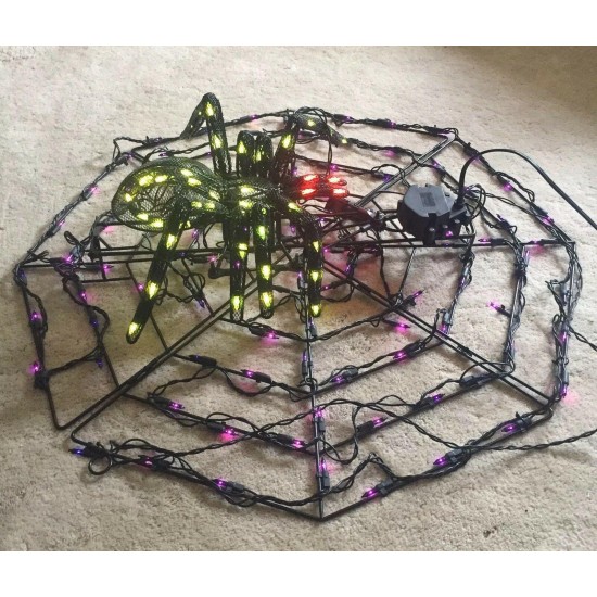 Pumpkin Hollow 31” Animated Multi Motion Lighted Spider On Web Halloween Decor