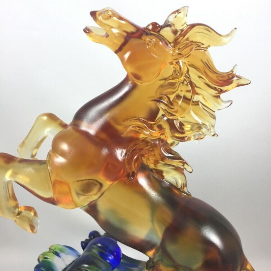 Amore Jewell Soaring Standing Horse Success, Liuli Crystal Glass ONLY ONE left