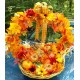 Fall Autumn Thanksgiving Turkey Pumpkins Vegetables Basket Centerpiece Decor NEW