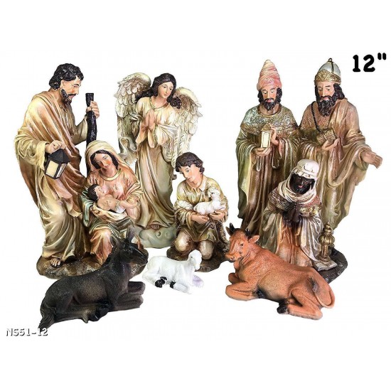 Nativity Set - 11 Nativity Figurines - Baby Jesus, Mary, Joseph, Shepherd, 3 Kin