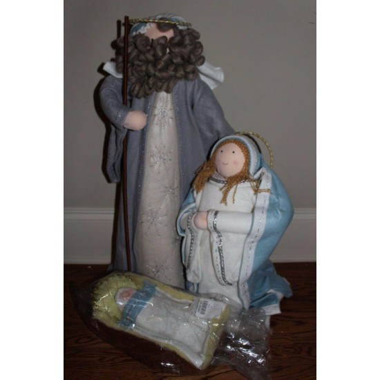 NIB Pottery Barn Jumbo Nativity Scene: Mary Joseph and Jesus felt 20-29