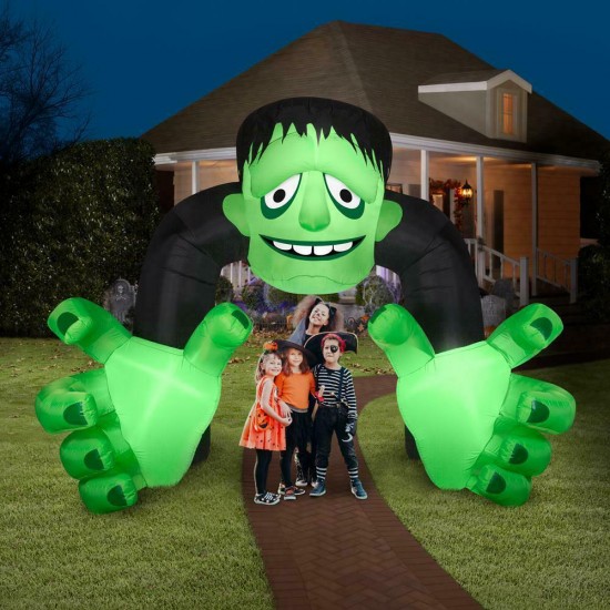 10FT Led Lighted Franken Arch Outdoor PRE-LIT Halloween Yard Decoration Display