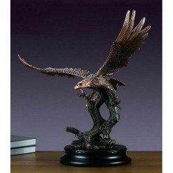 Treasure of Nature Flying Low Eagle Bronze Finish Statue with Base, 24.5 inches