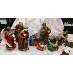 Holy Family Christmas Nativity Scene Colored 12 Inch 11-Piece Set