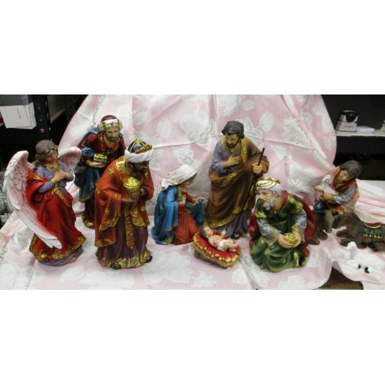 Holy Family Christmas Nativity Scene Colored 12 Inch 11-Piece Set