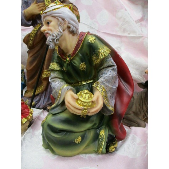 Holy Family Christmas Nativity Scene Colored 12 Inch 11-Piece Set