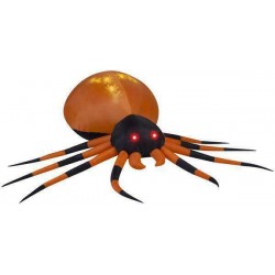 Gemmy 8 FT W Pre-lit Inflatable Projection Black Orange Spider Halloween Prop