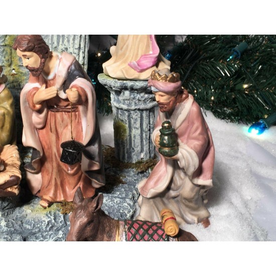 NEW RARE ENESCO GROUP 15 PIECE NATIVITY SET HOLY FAMILY, ANGEL, WISEMEN, BARN...