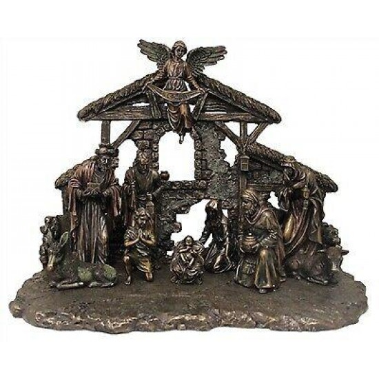 Holy Family Christmas Nativity Scene Bronze 11-Piece Set