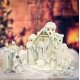 Filigree Ivory Lace Resin Dolomite Nativity and Creche Stable 12 Piece Set