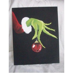 Hand Painted Grinch on Canvas 16x20