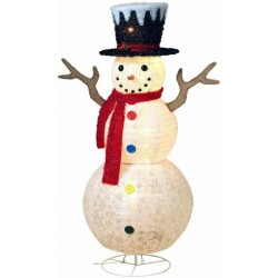 Gerson Lighted Glittering Outdoor Snowman with Hat