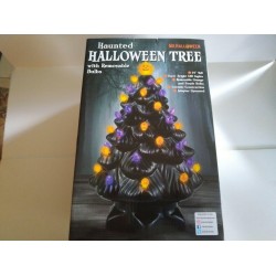 Halloween Lighted Black Ceramic Tree AC Adapter New In Box 14” Tall Mr Christmas