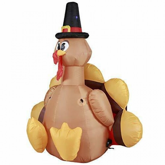 Holidayana Turkey with Pilgrim Hat Inflatable 6ft Thanksgiving Turkey with