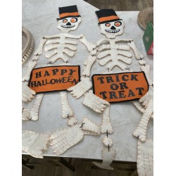 pottery barn Hanging Fabric Skeleton Halloween Decorations Decor Door Wall