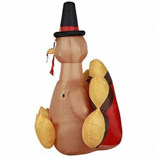 Holidayana 6ft Inflatable Turkey with Pilgrim Hat Thanksgiving Decoration with