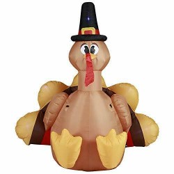 Holidayana 6ft Inflatable Turkey with Pilgrim Hat Thanksgiving Decoration with