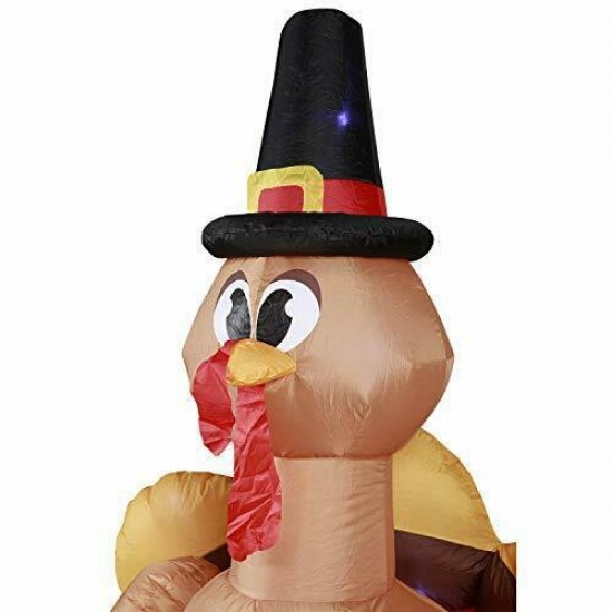 Holidayana 6ft Inflatable Turkey with Pilgrim Hat Thanksgiving Decoration with