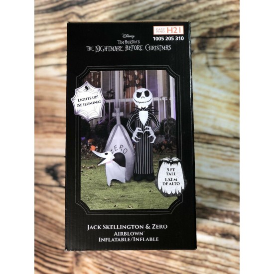 Halloween Inflatable Jack and Zero House Scene 5 FT Airblown Lights up Decor