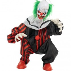 Life-Size Animated Clown Figurine Halloween Outdoor LED Yard Decoration Prop