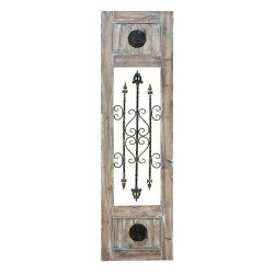 Rustic Wood Wall Panel Wrought Bars Scroll Design Floral Plaques Decor 56155