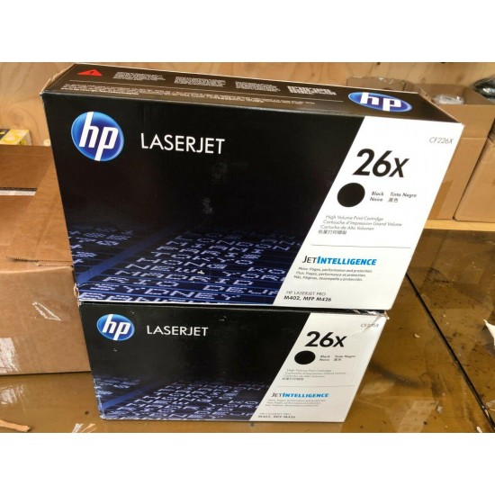 HP 26X CF226X TWO BRAND NEW AND GENUINE HP CF226X 26X SEALED RETAIL BOXES.