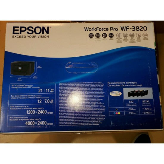 Brand New Epson WorkForce Pro WF-3820 Wireless All-in-one Printer