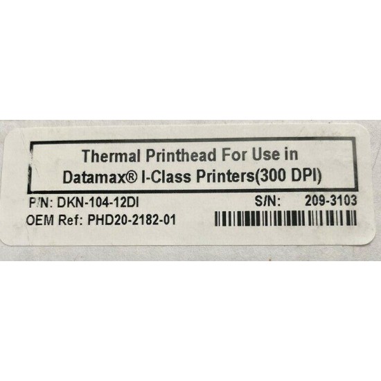 Datamax Compatible Printhead, Part # PHD20-2182-01 EQV for I-4308 Printers 300dp