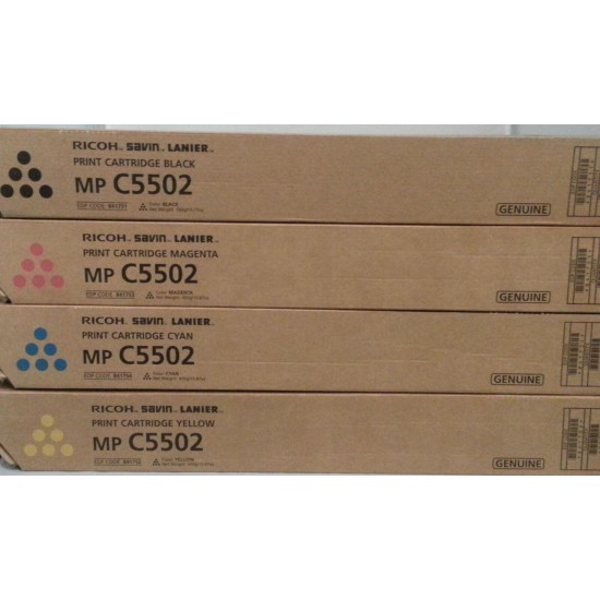 Genuine Ricoh Savin Lanier Toner Set K,M,C,Y MP C5502 MP C4502 MP C5502 MP C4502