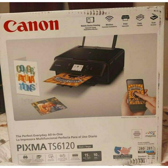 Canon PIXMA TS6120 Inkjet All-in-One Printer- Black *Brand New In Box* Free Ship