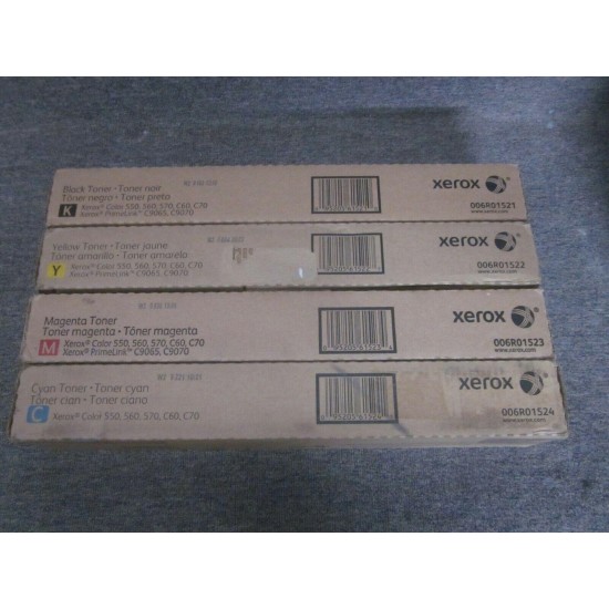 Genuine OEM Set of 4 Xerox Color Toner Cartridges 550 560 570 C60 C70