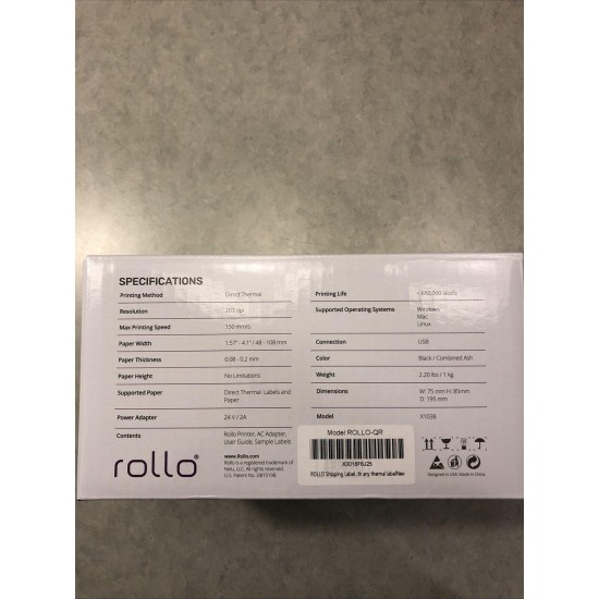 Rollo 4x6 Label Printer Commercial Grade Direct Thermal High Speed Printer. New