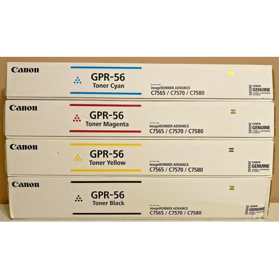 4 Genuine Canon GPR-56 CMYK Set Toners iR C7565 C7570 C7580 New Sealed Boxes OEM