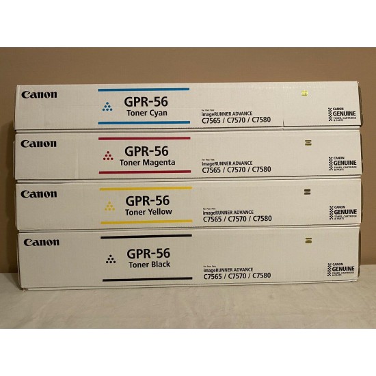 4 Genuine Canon GPR-56 CMYK Set Toners iR C7565 C7570 C7580 New Sealed Boxes OEM