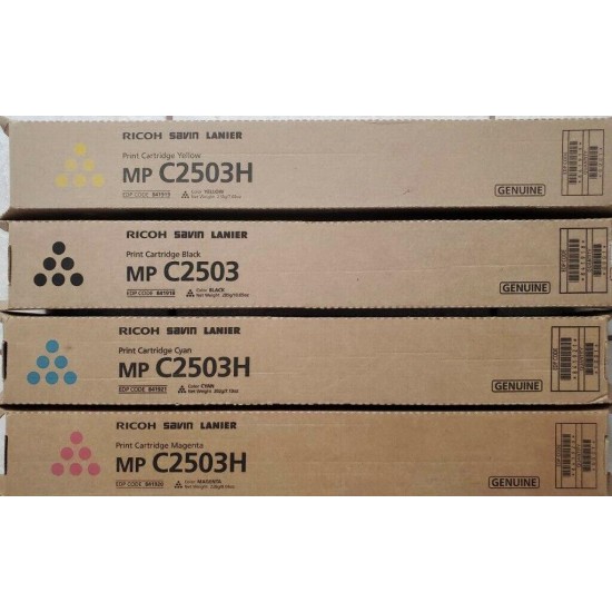 Genuine Ricoh Savin Lanier Toner Set MP C2503H CMYK